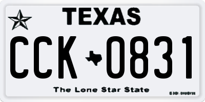 TX license plate CCK0831