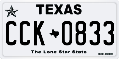 TX license plate CCK0833