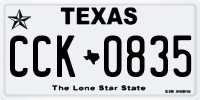 TX license plate CCK0835