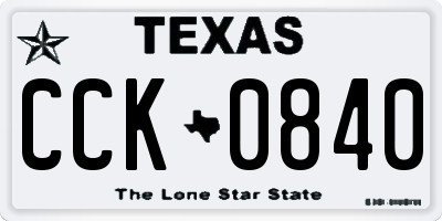TX license plate CCK0840