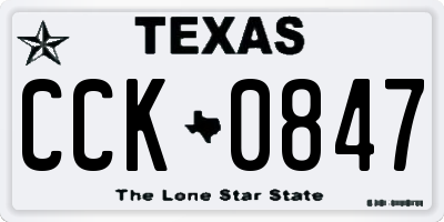 TX license plate CCK0847