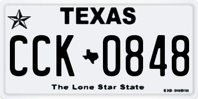 TX license plate CCK0848