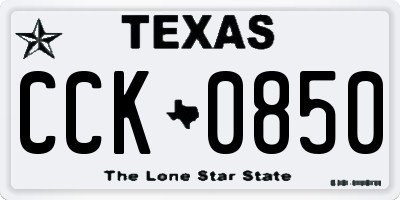 TX license plate CCK0850
