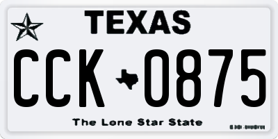 TX license plate CCK0875