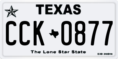 TX license plate CCK0877