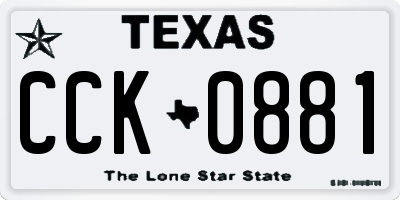TX license plate CCK0881