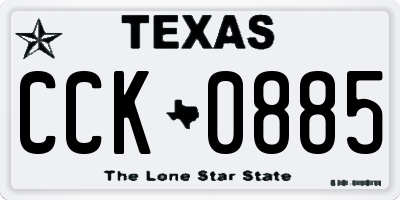 TX license plate CCK0885