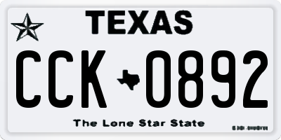 TX license plate CCK0892