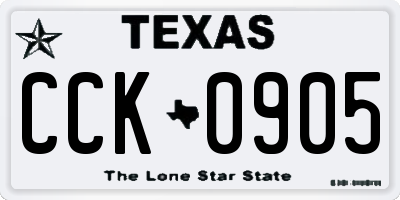 TX license plate CCK0905