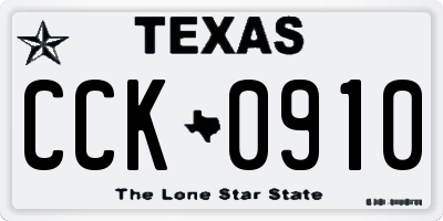 TX license plate CCK0910