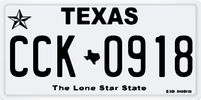 TX license plate CCK0918