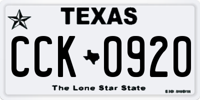 TX license plate CCK0920
