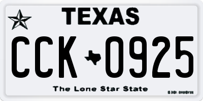 TX license plate CCK0925
