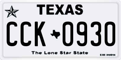 TX license plate CCK0930