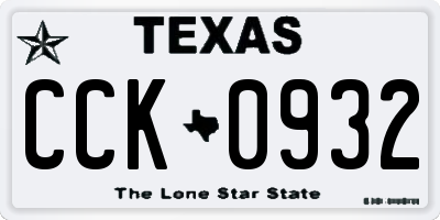 TX license plate CCK0932