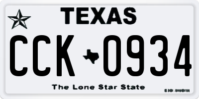 TX license plate CCK0934