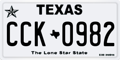 TX license plate CCK0982