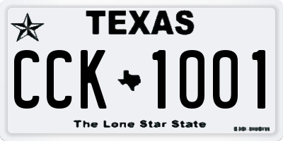 TX license plate CCK1001