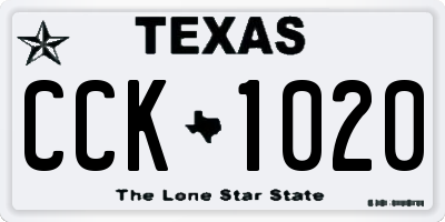 TX license plate CCK1020
