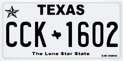 TX license plate CCK1602