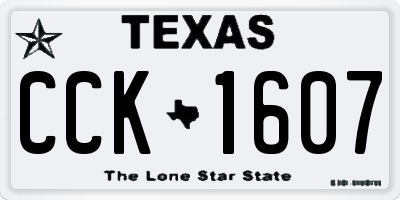 TX license plate CCK1607