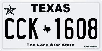 TX license plate CCK1608