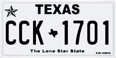 TX license plate CCK1701