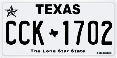 TX license plate CCK1702
