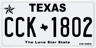 TX license plate CCK1802