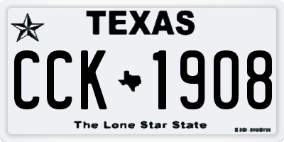 TX license plate CCK1908