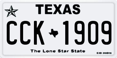 TX license plate CCK1909