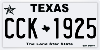 TX license plate CCK1925