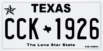 TX license plate CCK1926