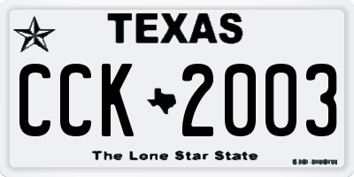 TX license plate CCK2003