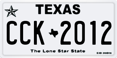 TX license plate CCK2012