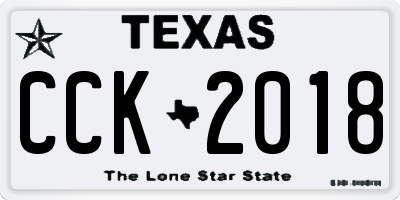 TX license plate CCK2018
