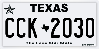 TX license plate CCK2030