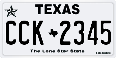 TX license plate CCK2345
