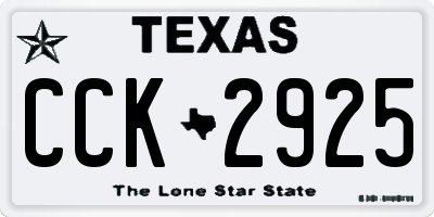TX license plate CCK2925