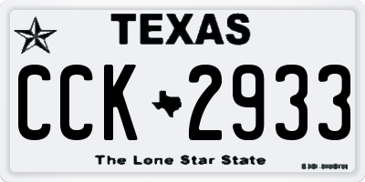 TX license plate CCK2933