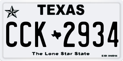 TX license plate CCK2934