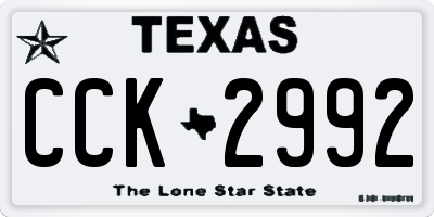 TX license plate CCK2992