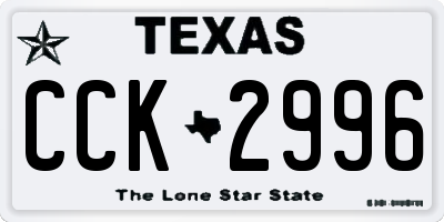 TX license plate CCK2996