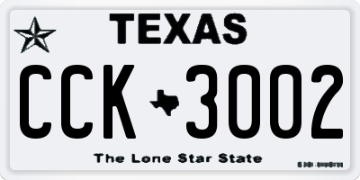 TX license plate CCK3002
