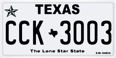TX license plate CCK3003