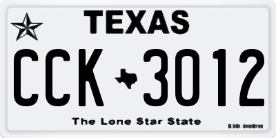 TX license plate CCK3012