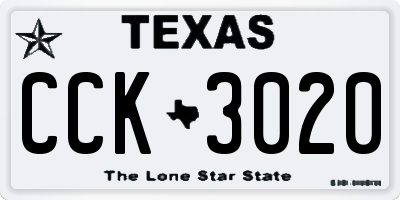 TX license plate CCK3020