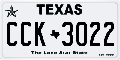 TX license plate CCK3022