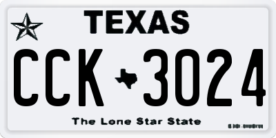 TX license plate CCK3024