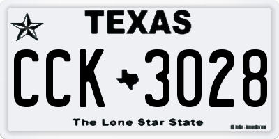 TX license plate CCK3028